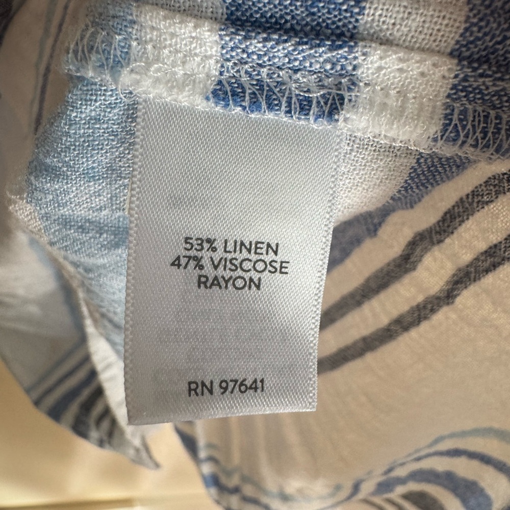 J.Jill Linen Blend Tunic Top Blue Stripe Boho Beachy Lightweight Petite M - Picture 6 of 9